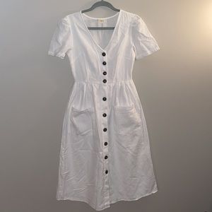 White cap sleeve midi dress
